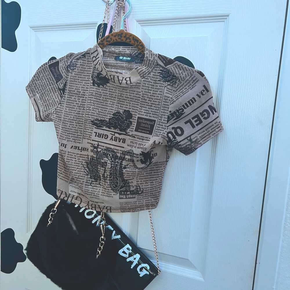 g mini sheer crop top, magazine dragon trendy design